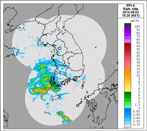 부산에 밤부터 50~150mm의 비가 내릴 전망이다.ⓒ부산지방기상청