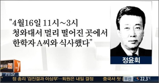 정윤회가 세월호 참사 당시 박근혜 대통령과 만나지 않았다고 주장했다.ⓒ채널Y 방송 화면 캡처