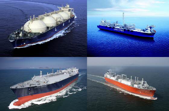 현대중공업, 대우조선해양, 삼성중공업 등 글로벌 '조선빅3'가 수주한 가스선 전경.ⓒ각사