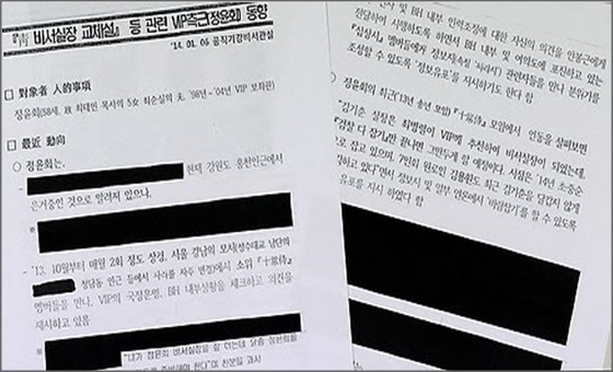 정윤회 국정개입 문건.ⓒ연합뉴스