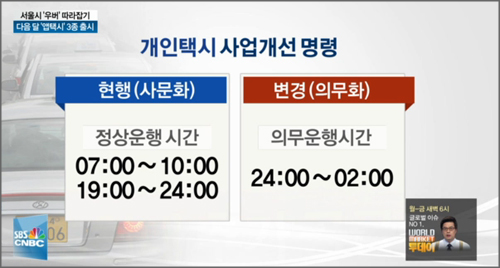 서울시가 오는 4월부터 개인택시 기사들에게 최소 월 6회 이상의 운행 의무를 부과했다.ⓒSBS CNBC 방송화면 캡처