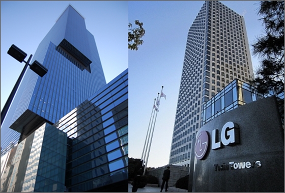 삼성 서초사옥(왼쪽)과 LG 트위타워.ⓒ삼성·LG