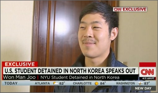 지난 5일 북한에서 미국 CNN방송과 인터뷰하고 있는 주원문씨.ⓒCNN 방송화면 캡처