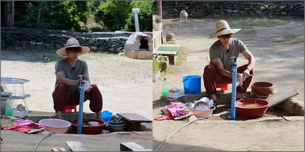 '삼시세끼' 제작진은 지난 9일 공식 페이스북에 지성의 설거지 모습을 공개했다.ⓒtvN '삼시세끼' 공식 페이스북