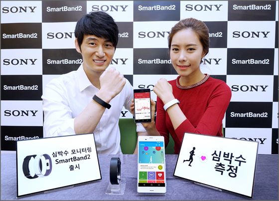 소니코리아 모델이 '스마트밴드2(SmartBand2) SWR12' 출시를 홍보하고 있다.ⓒ소니코리아