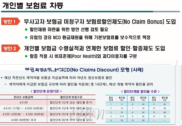 보험연구원이 제시한 실손의료보험 제도 개선책인 '개인별 보험료 차등' 방안. ⓒ보험연구원