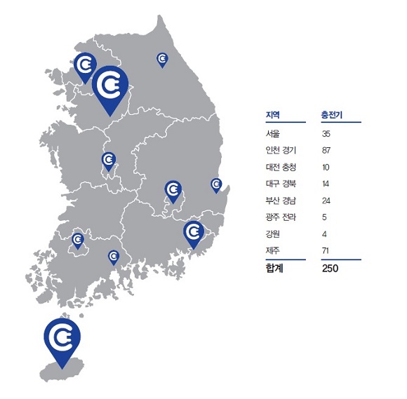 포스코ICT 전국 충전기 설치 현황.