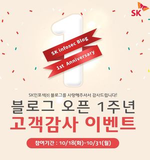 SK인포섹의 공식 블로그 1주년 맞이 기념 이벤트 홍보 이미지.ⓒSK인포섹