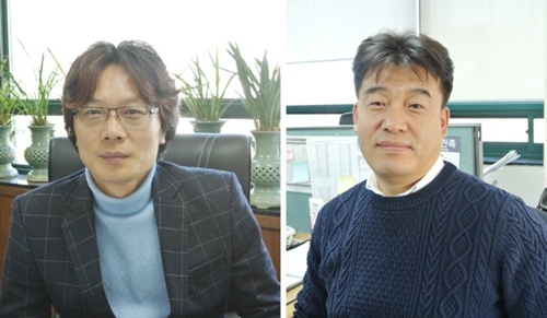(왼쪽부터) 한성에프아이 김영국 부사장, 박경수 통합소싱부 이사ⓒ한성에프아이