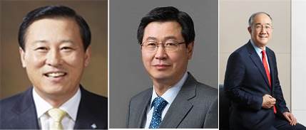(왼쪽부터) 김도진 신임 기업은행장, 김한철 기보 이사장, 이덕훈 수출입은행장.