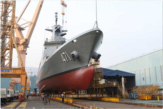 대우조선해양이 건조중인 태국해군의 3,650톤급 최신예 호위함 모습.ⓒ대우조선해양