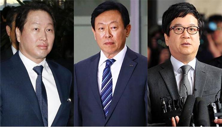(왼쪽부터) 최태원 SK 회장, 신동빈 롯데 회장, 이재현 CJ 회장 