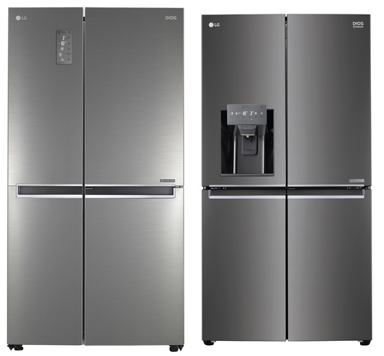 LG 디오스 양문형 냉장고(S829NS35)와 얼음정수기냉장고(J829SB36) ⓒLG전자