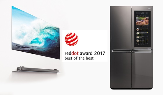 LG전자의 'LG 시그니처 올레드 TV W''와 '스마트 냉장고'가 각각 세계적인 디자인상인 '레드닷 어워드' 제품 디자인 부문 최고상을 수상하며 디자인 리더십을 인정받았다. ⓒLG전자