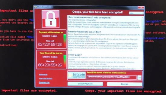 '워너크립터' 랜섬웨어 감염시 나타나는 화면.ⓒ이셋코리아