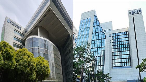 KDB산업은행 사옥(사진 왼쪽)과 한국수출입은행 사옥(사진 오른쪽).ⓒEBN