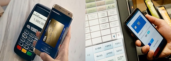 삼성 페이(사진 왼쪽)와 LG페이 사용 이미지. ⓒ각 사 제공 