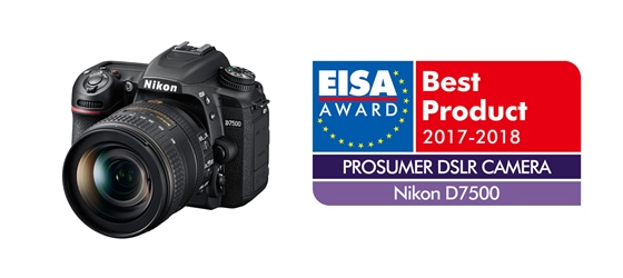 'EISA 어워드'에서 '유러피언 프로슈머 DSLR 카메라 2017-2018' 수상한 D7500 제품 이미지.ⓒ니콘이미징코리아