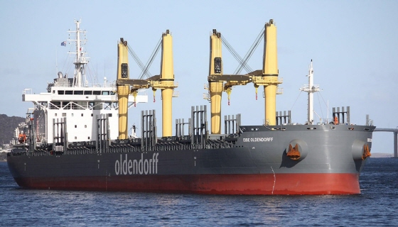 올덴도르프(Oldendorff)의 3만8330DWT급 일반화물선 ‘아이베 올덴도르프(EIBE Oldendorff)’호 전경.ⓒ올덴도르프