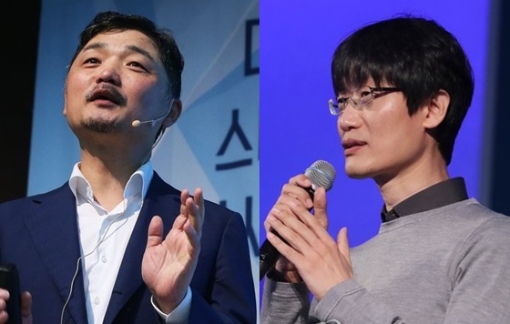 김범수 카카오 이사회 의장(왼쪽)과 이해진 네이버 창업자.ⓒ[사진제공=연합뉴스]