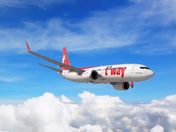티웨이항공의 도장(livery)을 가상으로 적용한 보잉 737 MAX 8 모습.ⓒ티웨이항공