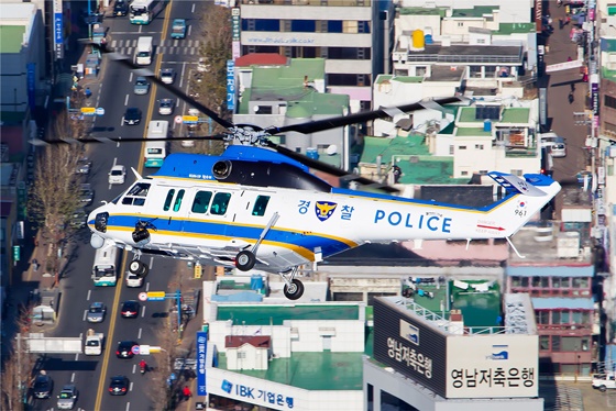 도심 상공을 순찰중인 경찰헬기 참수리 사진.ⓒ한국항공우주산업(KAI)