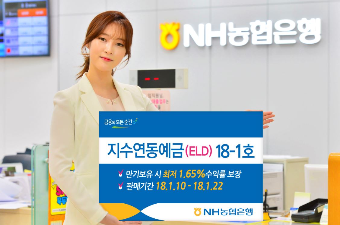 NH농협은행은 1.65%를 최저 보장해주는 '지수연동예금(ELD)18-1호'를 오는 22일까지 판매한다고 10일 밝혔다.ⓒNH농협은행