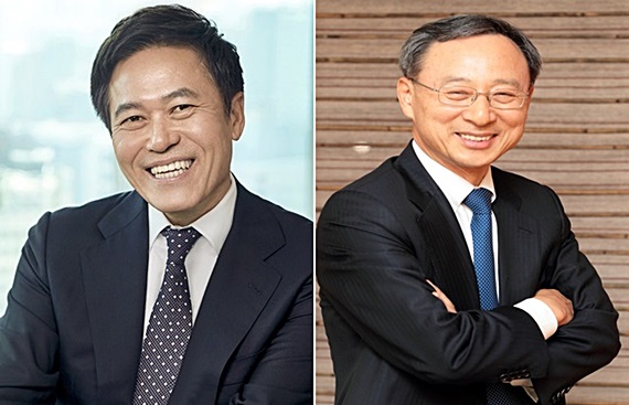 박정호 SKT 사장(왼쪽)과 황창규 KT 회장(오른쪽). ⓒ각사
