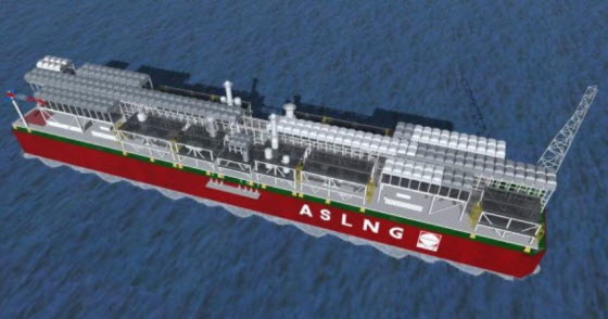 세계 최초 해상 LNG 수출기지 'ASLNG' 조감도ⓒ현대중공업