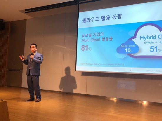 삼성SDS 김호 클라우드 사업부장(부사장)이 'Samsung SDS Enterprise Cloud'를 소개하고 있다. ⓒ