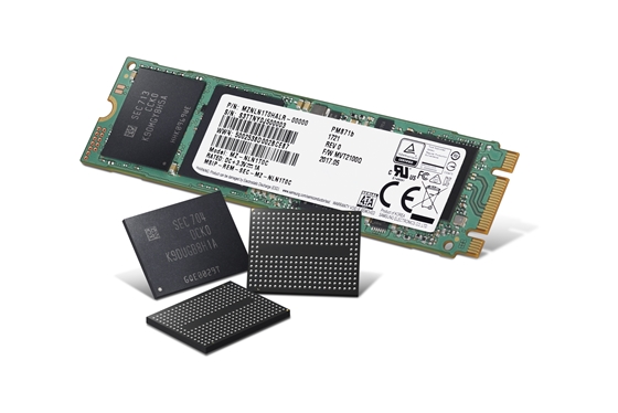 삼성전자 '4세대(64단) 256Gb 3bit V낸드3D Vertical NAND)'칩과 이를 기반으로 한 SSD 제품.ⓒ삼성전자