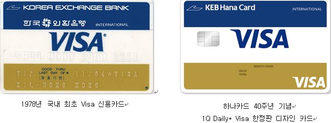 하나카드는 우리나라 최초의 신용카드 디자인과 동일한 '40주년 기념 Visa 한정판 카드' 이벤트를 진행한다고 11일 밝혔다.ⓒ하나카드