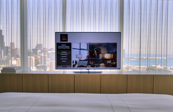 LG전자는 최근 미국 시카고에 위치한 '메리어트 마르키스 시카고'에 45대의 올레드호텔 TV를 납품했다.ⓒLG전자