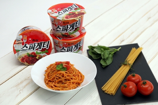 농심에서 선보인 신제품 스파게티 토마토.