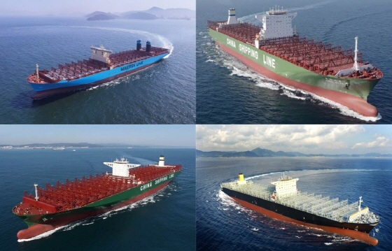 한국 조선사들이 건조한 컨테이너선.ⓒ현대중공업·삼성중공업·대우조선해양