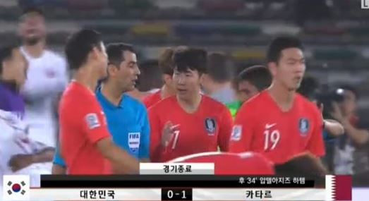 25일(한국시간) 열린 한국 대 카타르의 아시안컵 8강전에서 한국 축구팀은 0-1로 패했다.ⓒ JTBC