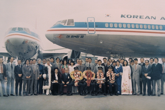 1972년 4월 19일, 대한항공 B707 여객기 로스앤젤레스 첫 취항. ⓒ대한항공