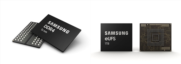 삼성전자의 '12GB LPDDR4X 모바일 D램'과 '1TB eUFS 2.1'ⓒ삼성전자