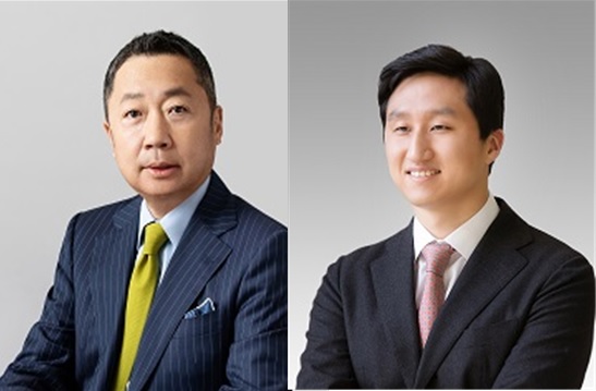 박정원 두산그룹 회장(왼쪽)과 정기선 현대중공업그룹 부사장.ⓒ두산·현대중공업그룹