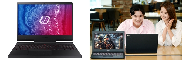 삼성전자의 2019년형 게이밍 노트북 '오딧세이'(좌)와 LG전자의 신제품 게이밍 노트북 '15G880' ⓒ각사제공