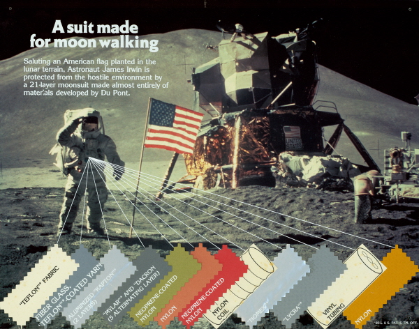 아폴로 11호 달 탐사 당시 우주복과 성조기에 듀폰의 소재가 적용됐다. [사진=듀폰]