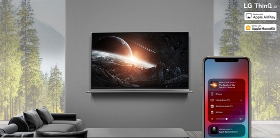 LG 인공지능 TV와 애플의 '에어플레이 2', '홈킷' 서비스 연동 이미지 [사진=LG전자]
