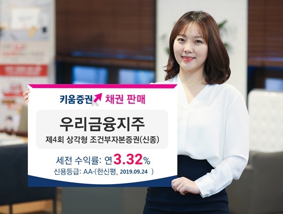 키움증권(대표이사 이현)은 세전 연3.32%로 우리금융지주 신종자본증권을 판매한다고 16일 밝혔다.ⓒ키움증권