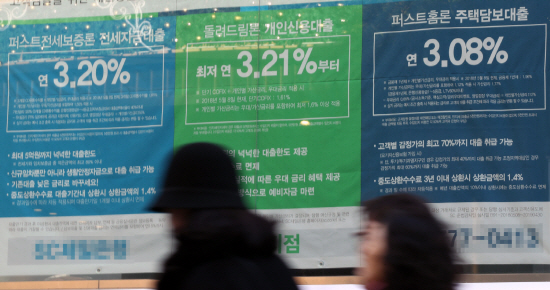 지난달 한국은행의 기준금리 인하에도 불구하고 대출금리가 오름세로 돌아섰다.ⓒ연합