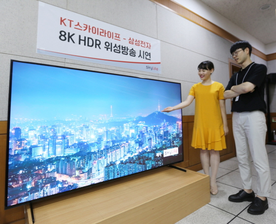  KT스카이라이프 목동 방송센터 8K HDR 위성 시험방송 모습.ⓒKT스카이라이프