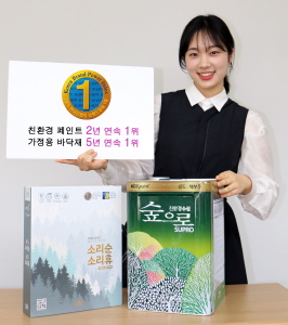 KCC와 KCC글라스가 2020년 한국 산업의 브랜드파워 조사에서 친환경 페인트 부문, 가정용 바닥재 부문 1위를 차지했다.[사진제공=KCC]