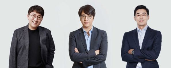 (왼쪽부터)빅히트엔터테인먼트 방시혁 의장, 윤석준 글로벌l CEO, 박지원 HQ CEOⓒ빅히트 엔터테인먼트