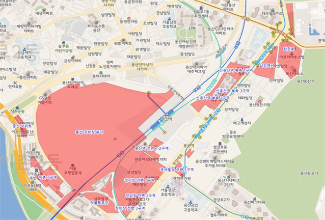 서울 용산 토지거래허가구역 지정 구역(안).ⓒ국토교통부