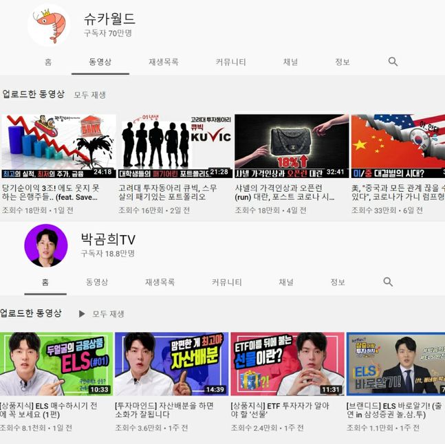 슈카월드 및 박곰희TV 유튜브 채널ⓒ유튜브 캡처