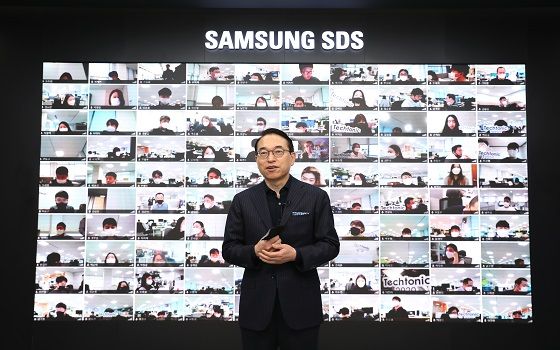 홍원표 삼성SDS 대표가 12일 온라인으로 개최된 테크토닉 2020에서 환영사를 하고 있다.ⓒ삼성SDS